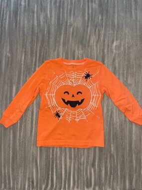 Kids Carter’s Orange Pumpkin & Spider Web Halloween Tee 🎃🕸️🕷️
